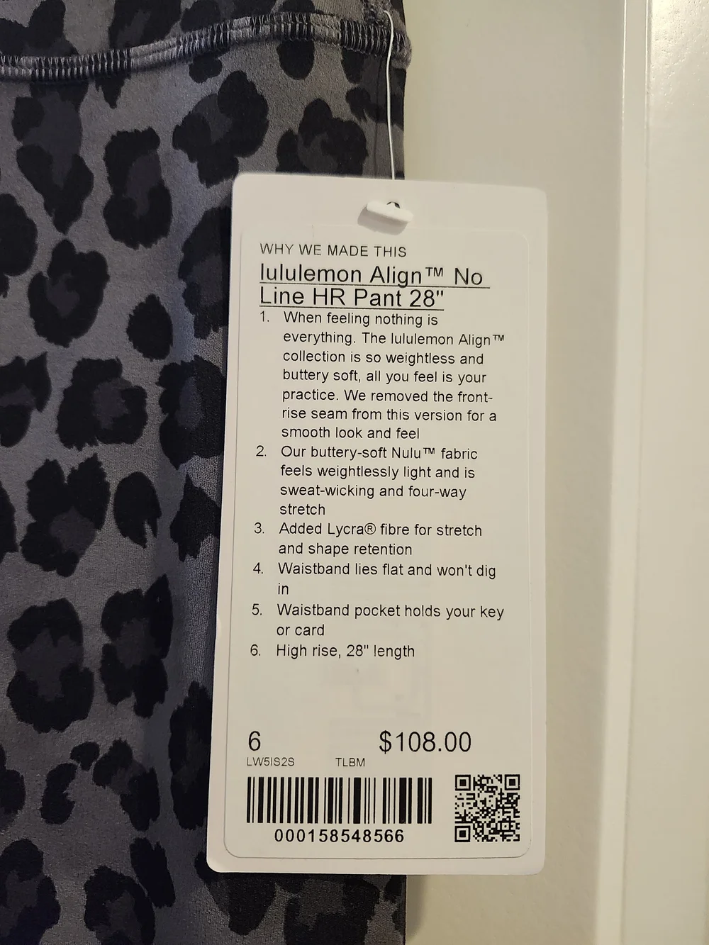 NWT lululemon Align No Line HR Pant 28” Tall Bark Multi Leopard Size 6
